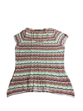 VTG Villager Liz Claiborne Chevron Striped Crochet Knit Top - Medium
